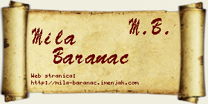 Mila Baranac vizit kartica